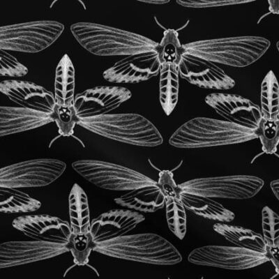 Death's Head Pattern White on Fabric
