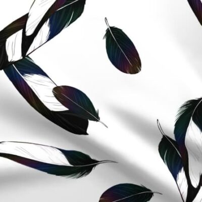 Magpie Feathers Pattern on Fabric