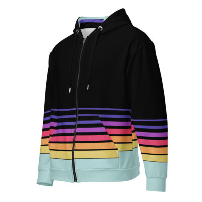 Retro Color Band Unisex zip hoodie