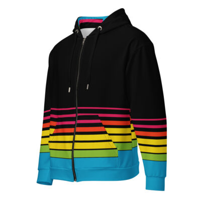 Retro Color Band Gradated Rainbow Unisex zip hoodie