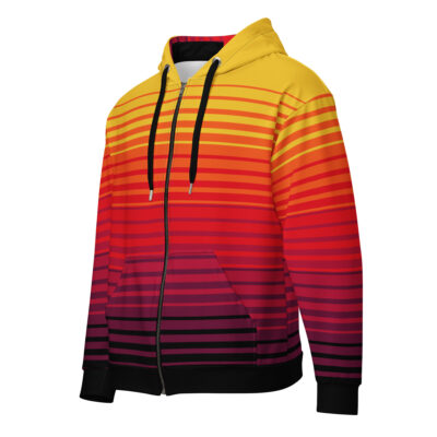 Retro Color Band Warm Colors Unisex zip hoodie