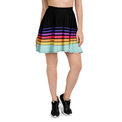 Retro Color Band Skater Skirt