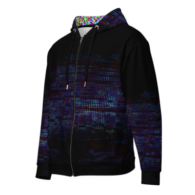 Blue Dark Glitch Unisex zip hoodie